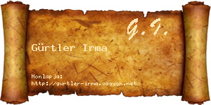 Gürtler Irma névjegykártya